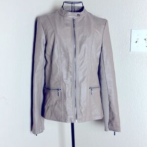 Stylish Tan Leather Moto Jacket